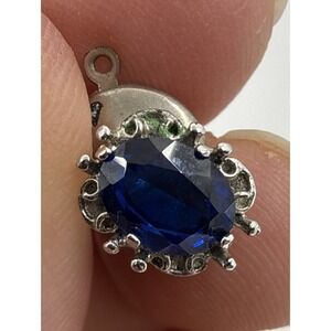 Vintage Brooch Round Dark Blue Topaz Pin Presidium Tested Stone .5" Flaws‎
